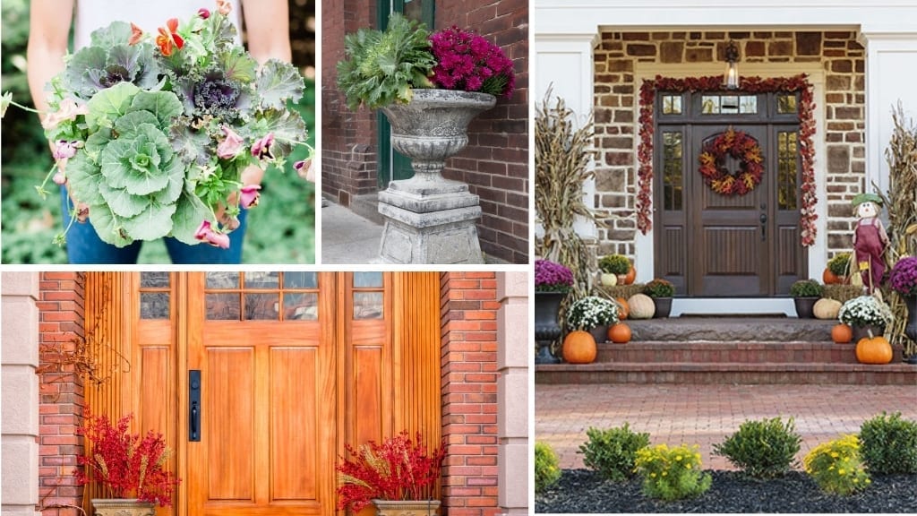 Collage image of fall planters for your front yard