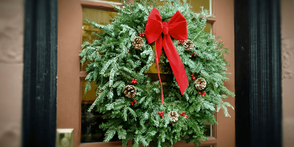 Platt Hill Nursery wreath on front door