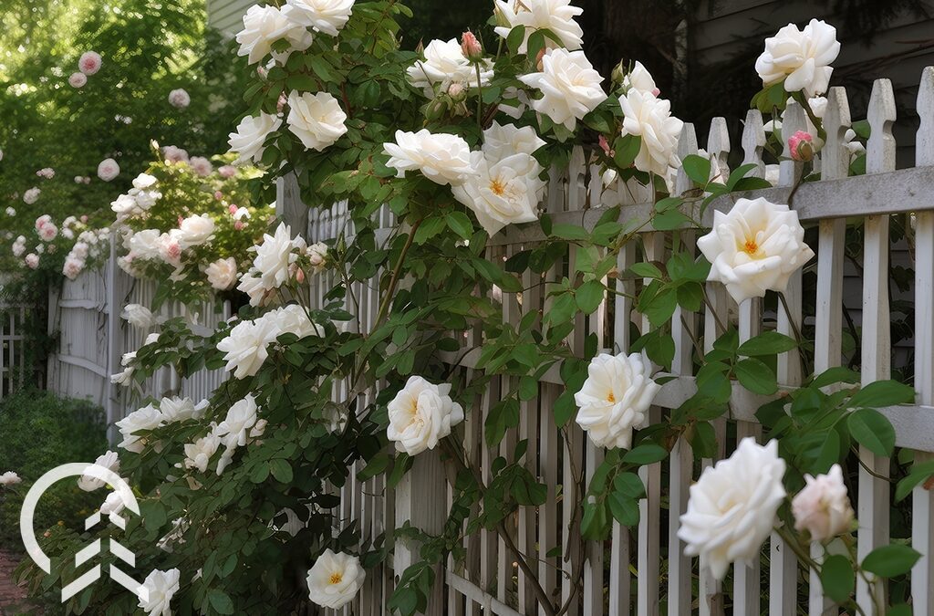 Platt Hill Nursery-Chicago-white roses climbing a fence