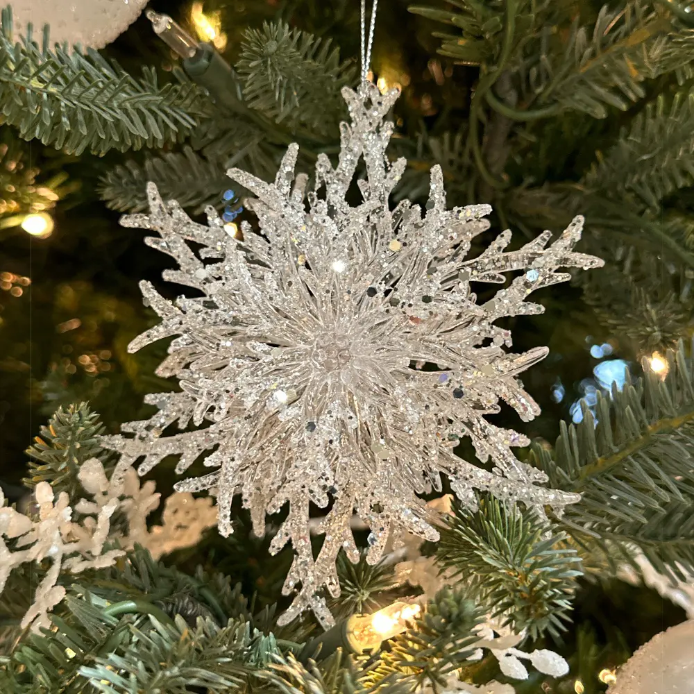 Artificial Christmas Wreath Decorated with Realistic Snowflakes