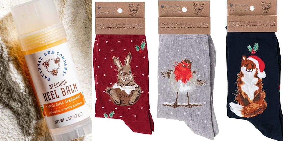 Platt Hill Nursery-Chicago-gift guide 2023-Beeswax Heel Balm and Holiday Socks